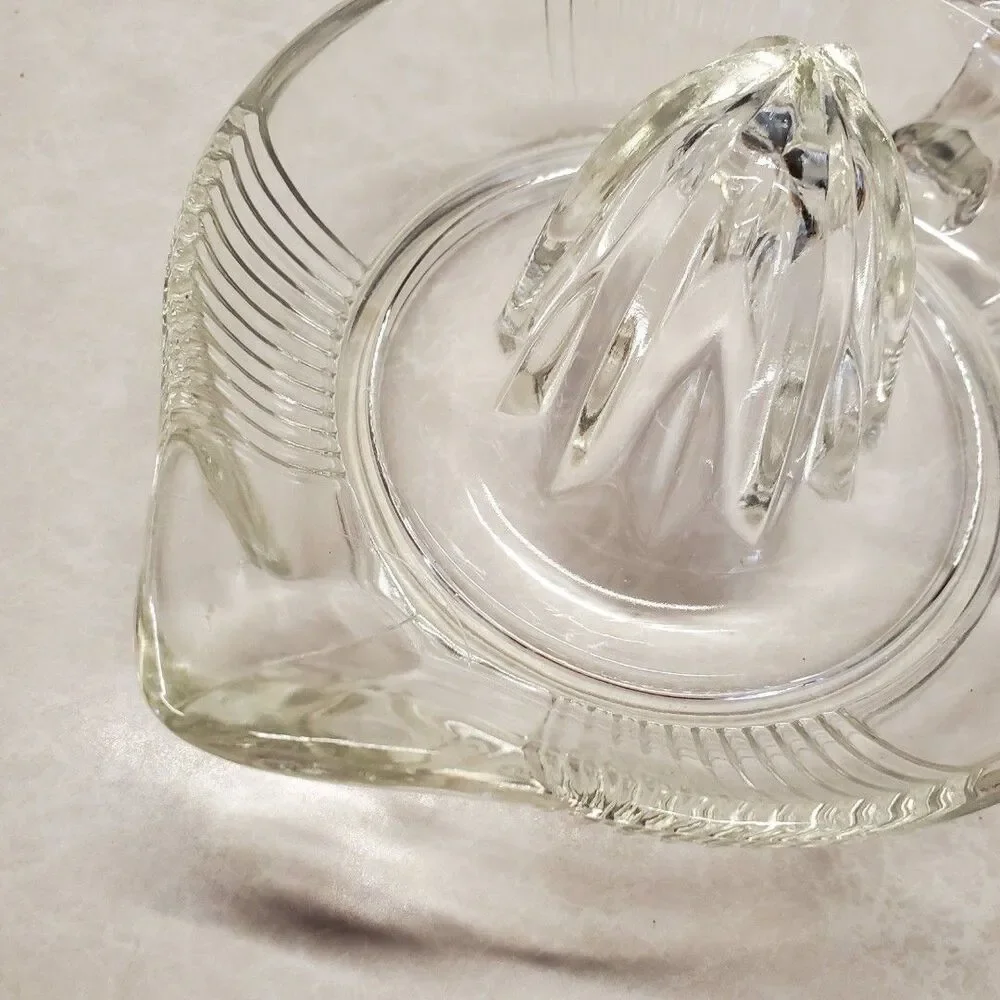 Vintage Glass Citrus Juicer Reamer With Handle & Pour Spout